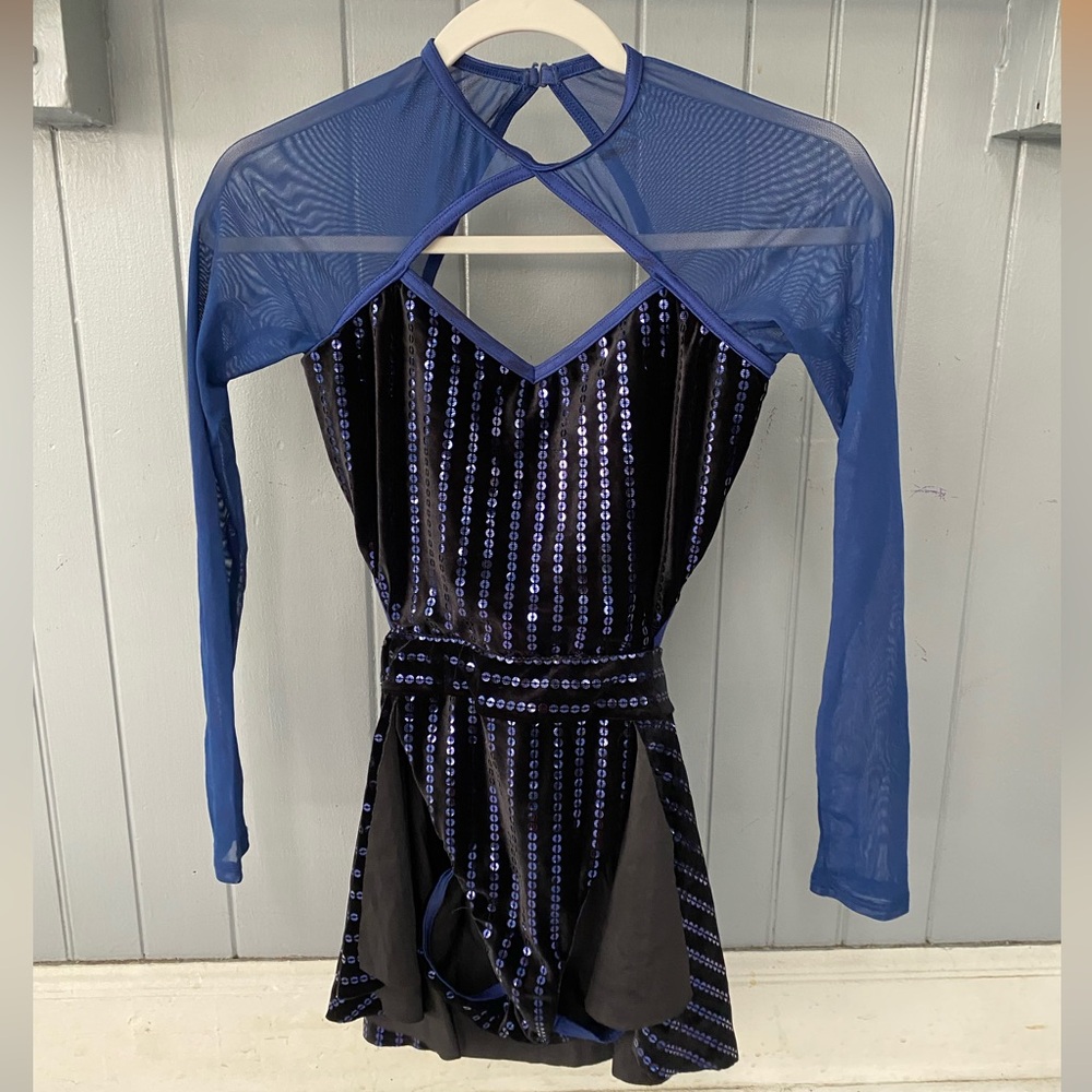 Weissman Need You Tonight Blue Back Panel Dress Dance Costume